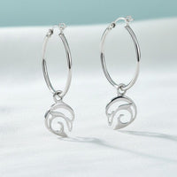 Dolphin Hoop Earrings - "Flipper" - Sterling Silver