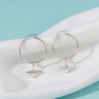 Manta Ray Drop Hoop Earrings – Sealife Collection – Sterling Silver