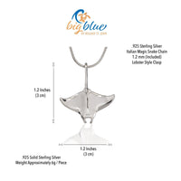 Realistic Manta Ray Necklace – Sea Life Collection – Sterling Silver