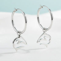 Shark Hoop Earrings- "Frenzy" - Silver