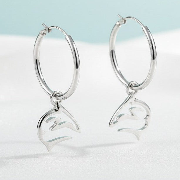 Shark Hoop Earrings- "Frenzy" - Silver