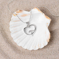 Pendant and Necklace – Ocean Wave Heart Collection - Sterling Silver on Snake Chain