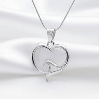 Pendant and Necklace – Ocean Wave Heart Collection - Sterling Silver on Snake Chain