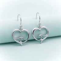 Ocean Wave Heart Drop Earrings – Ocean Wave Heart Collection - Sterling Silver
