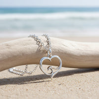 Ocean Wave Mini Necklace Sterling Silver — Ocean Wave Heart Collection - Sterling Silver