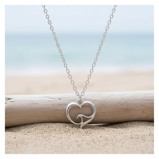 Ocean Wave Mini Necklace Sterling Silver — Ocean Wave Heart Collection - Sterling Silver