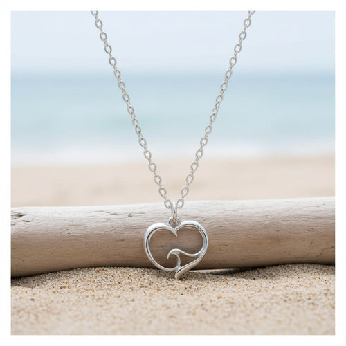 Ocean Wave Mini Necklace Sterling Silver — Ocean Wave Heart Collection - Sterling Silver