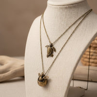 Sea Turtles Pendants on Layered Chains Necklace – Ocean Breeze Collection - Bronze