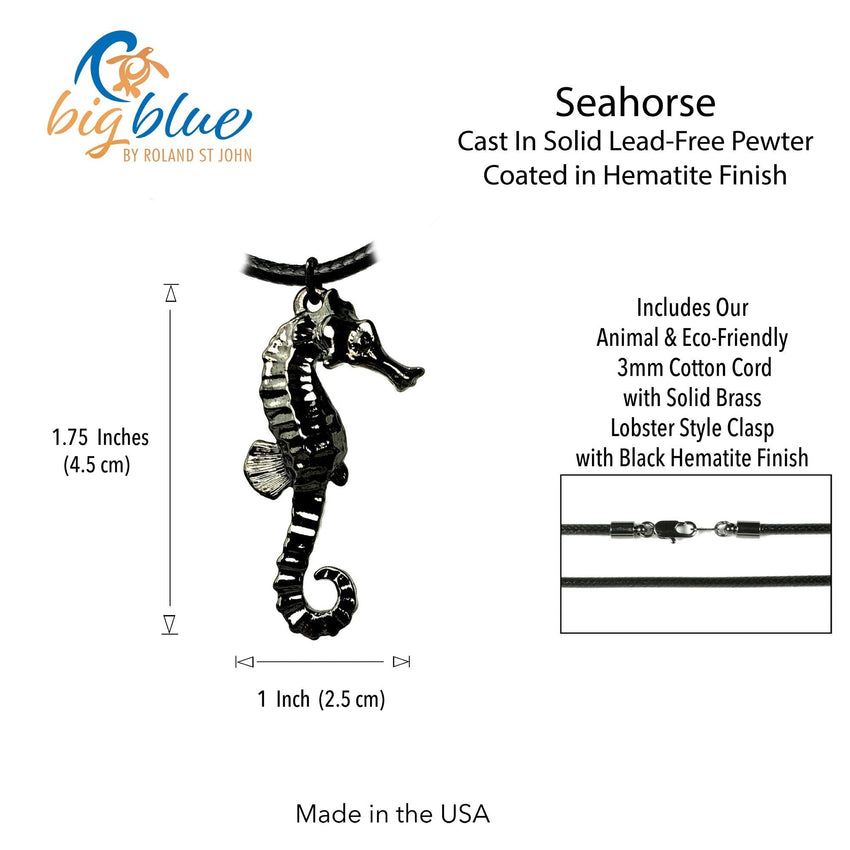 Seahorse Pendant – Sea Life Collection – Jet Black Finish