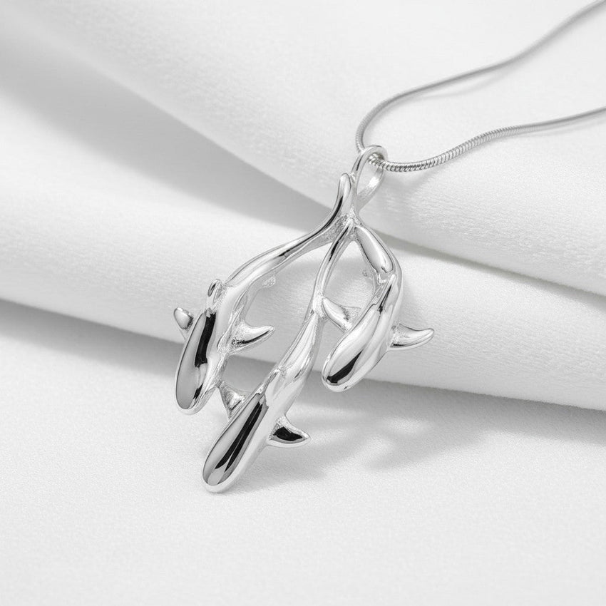 Grey Reef Sharks Trio Necklace - Ocean In Motion Collection - Sterling Silver