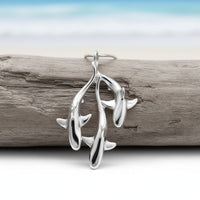 Grey Reef Sharks Trio Necklace - Ocean In Motion Collection - Sterling Silver