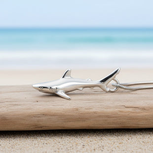 Grey Reef Shark Pendant – Realistic Sealife Collection - Sterling Silver