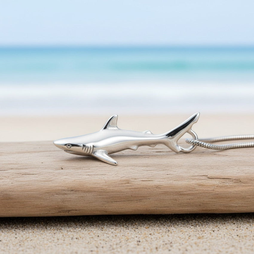 Grey Reef Shark Pendant – Realistic Sealife Collection - Sterling Silver