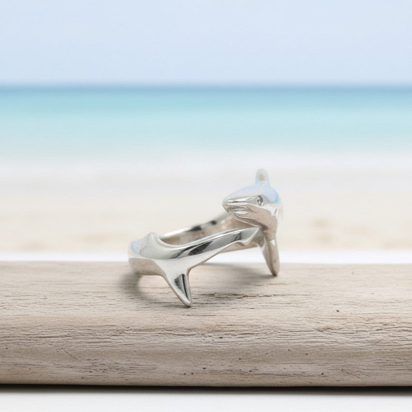 Shark Adjustable Ring - Sea Life Collection - Sterling Silver