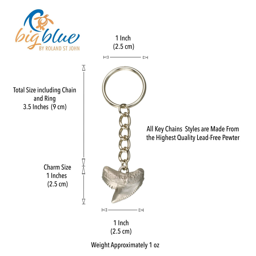 Emma” Tiger Shark Tooth Keychain - Sea Life Collection - Pewter