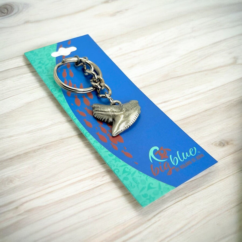Emma” Tiger Shark Tooth Keychain - Sea Life Collection - Pewter