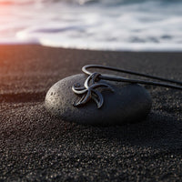 Starfish Necklace - "Starry" - Jet Black Finish on Cord