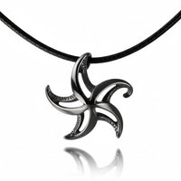 Starfish Necklace - "Starry" - Jet Black Finish on Cord