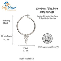 Line Arrow Hoop Earrings – Cave Diving Collection - Sterling Silver