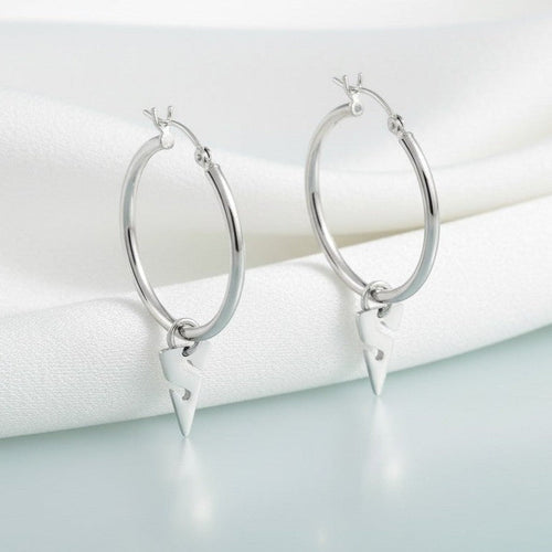 Line Arrow Hoop Earrings – Cave Diving Collection - Sterling Silver