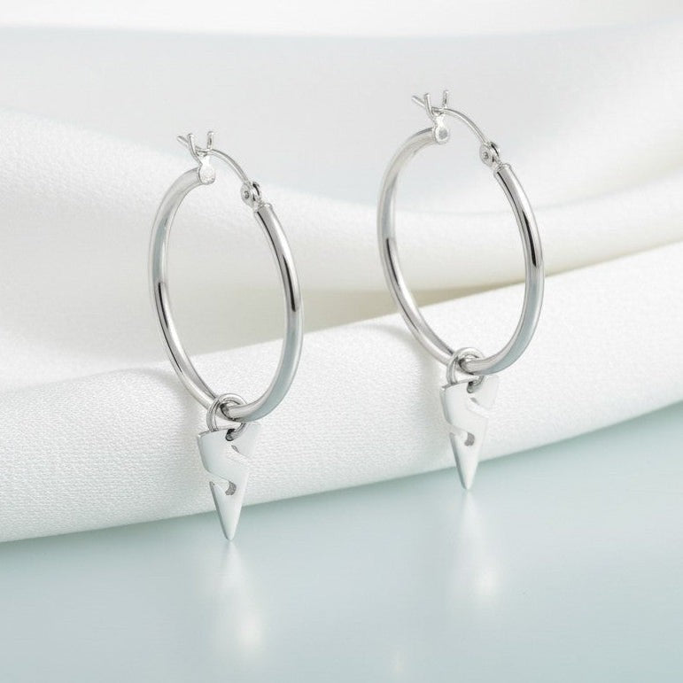 Line Arrow Hoop Earrings – Cave Diving Collection - Sterling Silver