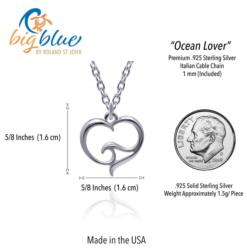 Ocean Wave Mini Necklace Sterling Silver — Ocean Wave Heart Collection - Sterling Silver
