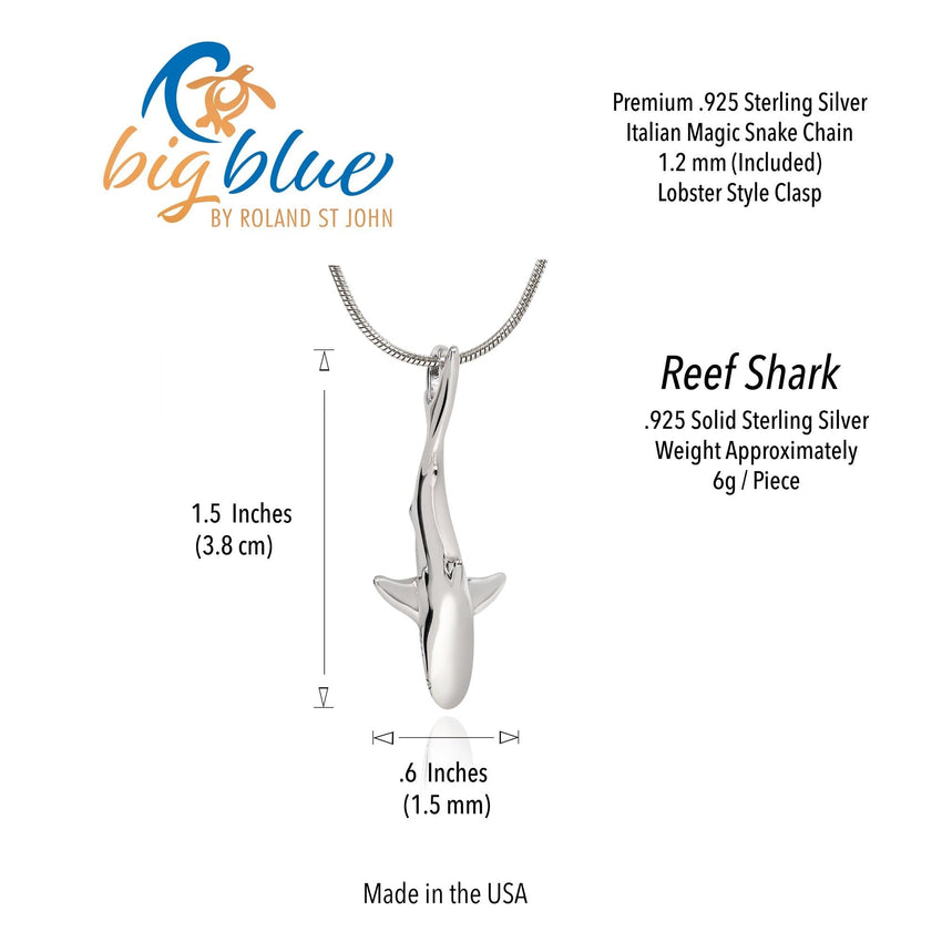 Grey Reef Shark Pendant – Realistic Sealife Collection - Sterling Silver