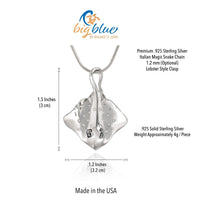 Stingray Pendant Necklace – Sealife Collection – Sterling Silver