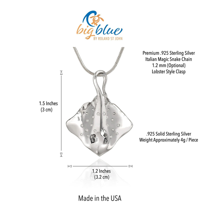 Stingray Pendant Necklace – Sealife Collection – Sterling Silver