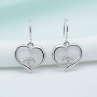 Ocean Wave Heart Drop Earrings – Ocean Wave Heart Collection - Sterling Silver