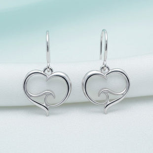 Ocean Wave Heart Drop Earrings – Ocean Wave Heart Collection - Sterling Silver