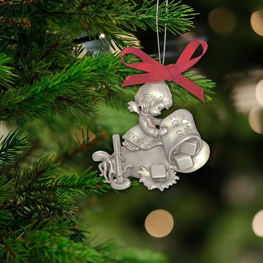 Ocean Angel with his Octopus Christmas Tree Ornament - Ocean Angel Collection - Eco-Friendly Pewter