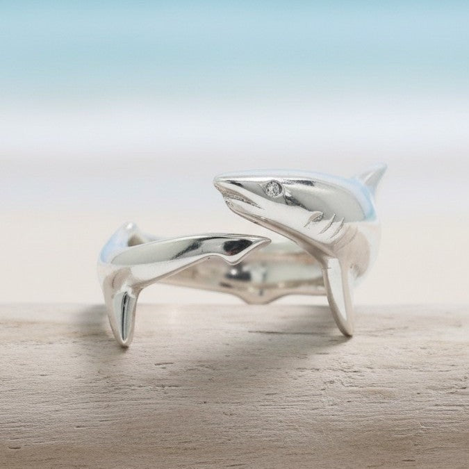 Shark Adjustable Ring - Sea Life Collection - Sterling Silver