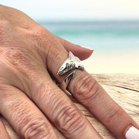 Shark Adjustable Ring - Sea Life Collection - Sterling Silver