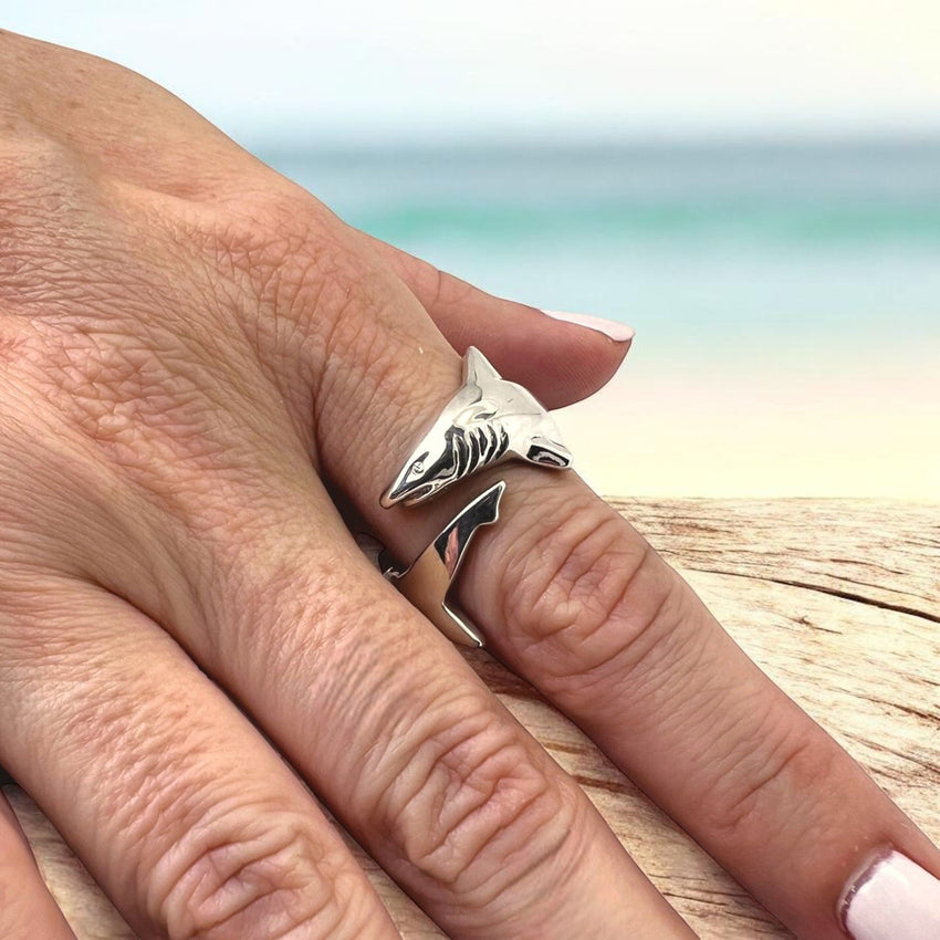 Shark Adjustable Ring - Sea Life Collection - Sterling Silver