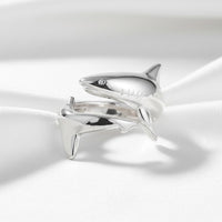 Shark Adjustable Ring - Sea Life Collection - Sterling Silver