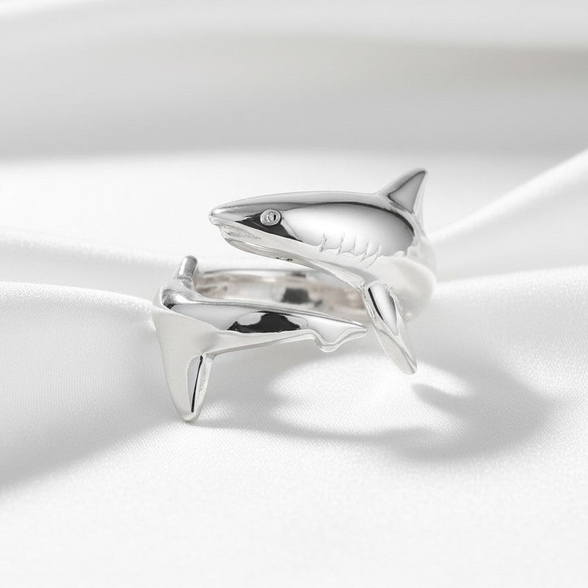 Shark Adjustable Ring - Sea Life Collection - Sterling Silver