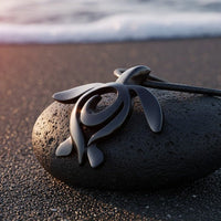 Turtle Necklace – Ocean Traveler "Honu" Collection – Jet Black Pewter Pendant