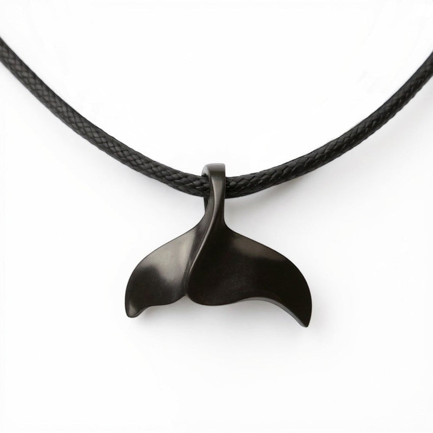 Whale Tail Fluke Necklace – Sealife Collection - Jet Black Finish