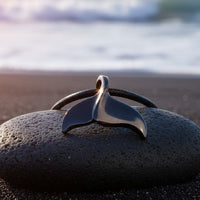 Whale Tail Fluke Necklace – Sealife Collection - Jet Black Finish