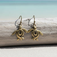 Turtle Drop Earrings – Ocean Traveler "Honu" Collection - Bronze