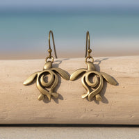 Turtle Drop Earrings – Ocean Traveler "Honu" Collection - Bronze