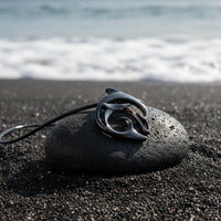 Dolphin Pendant Necklace – "Flipper" - Jet Black Finish on Black Cord