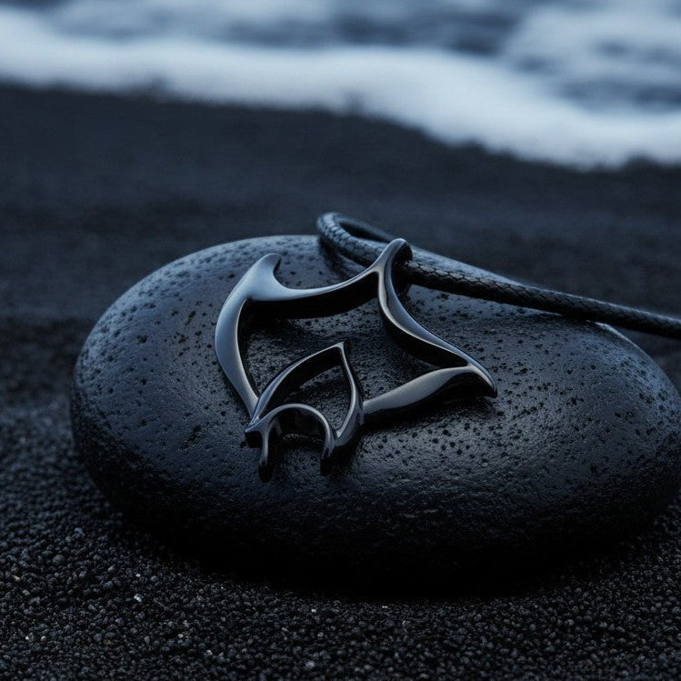 Manta Ray Pendant Necklace – "Big Ray" - Jet Black Finish