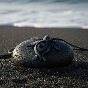 Turtle Necklace – Ocean Traveler "Honu" Collection – Jet Black Pewter Pendant