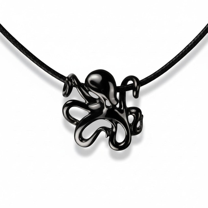 Octopus Pendant Necklace – "Leggs" - Jet Black Finish