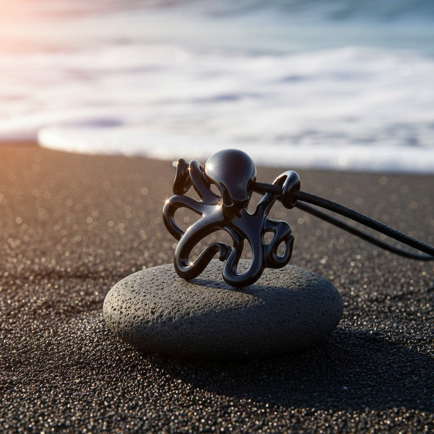 Octopus Pendant Necklace – "Leggs" - Jet Black Finish
