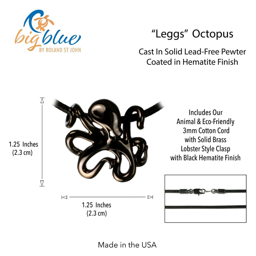 Octopus Pendant Necklace – "Leggs" - Jet Black Finish