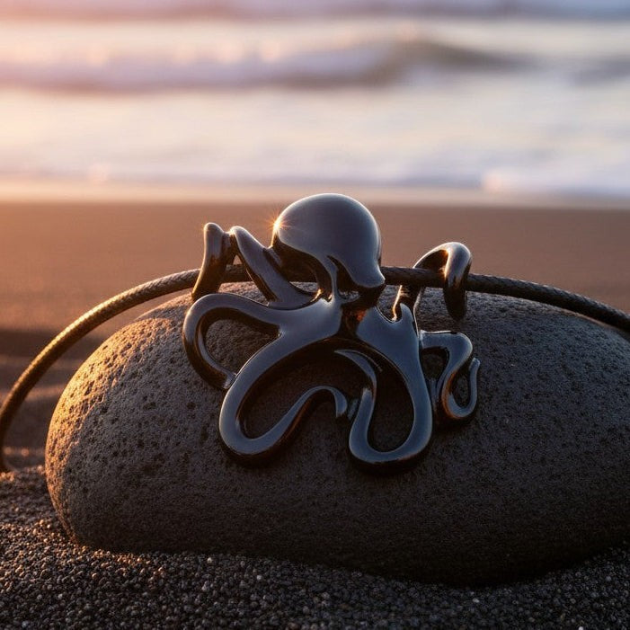 Octopus Pendant Necklace – "Leggs" - Jet Black Finish