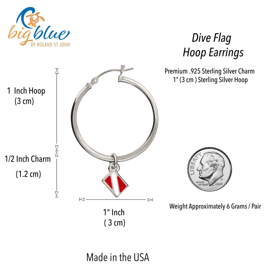 Dive Flag Hoop Earrings – Diver´s Collection – Sterling Silver